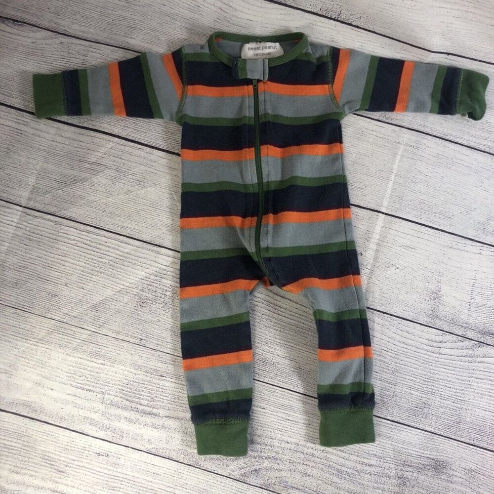 Sweat Peanut Size 3-6M Striped Romper Organic
